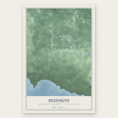 Hudson, Mackinac County, Michigan map print, the full design
