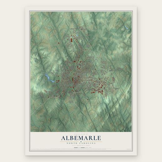Albemarle, North Carolina map print, the full design
