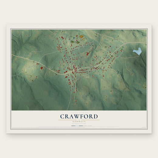 Crawford, Georgia map print, the full design