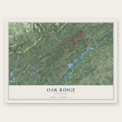 Oak Ridge, Tennessee map print, the full design