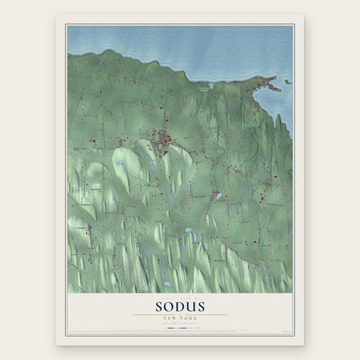 Sodus, New York map print, the full design