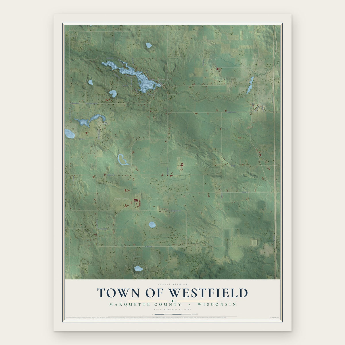 Town of Westfield, Marquette County, Wisconsin map print, the full design