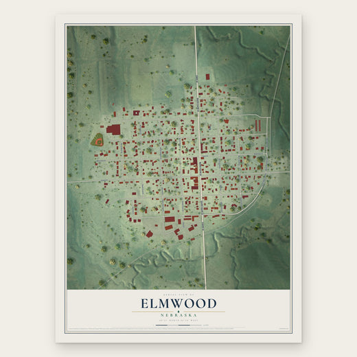 Elmwood, Nebraska map print, the full design