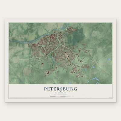 Petersburg, Virginia map print, the full design