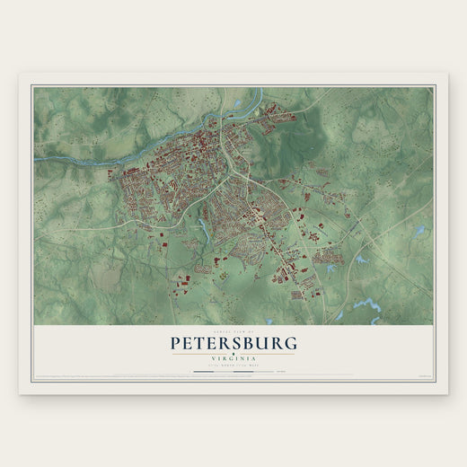 Petersburg, Virginia map print, the full design