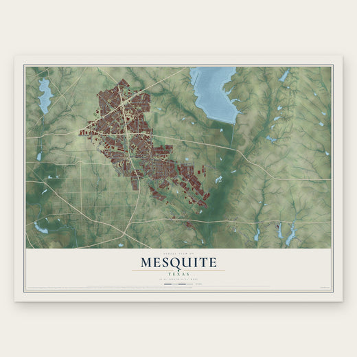 Mesquite, Texas map print, the full design