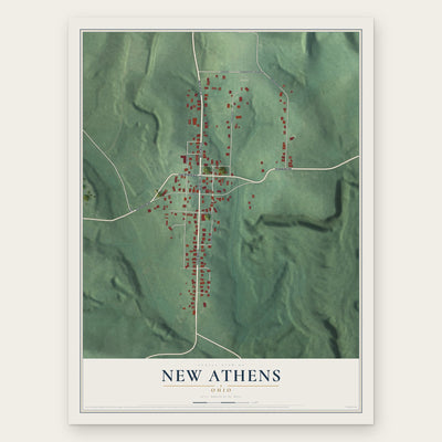 New Athens, Ohio map print, the full design