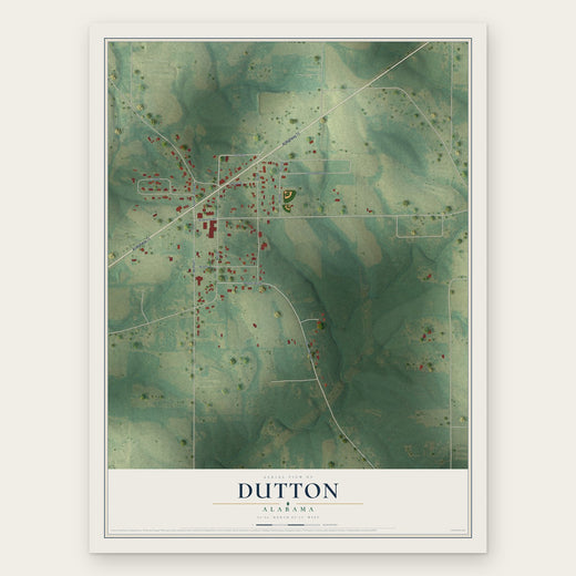 Dutton, Alabama map print, the full design