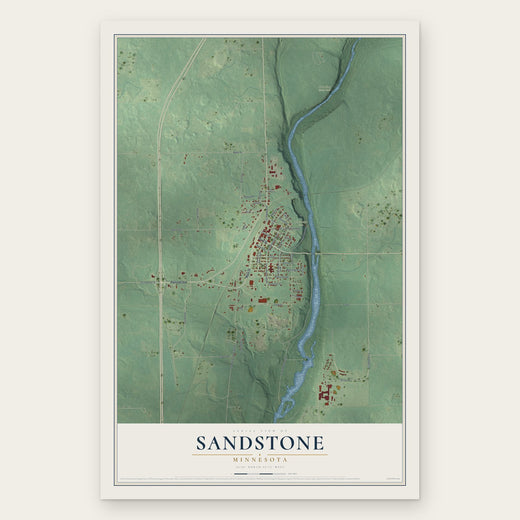 Sandstone, Minnesota map print, the full design