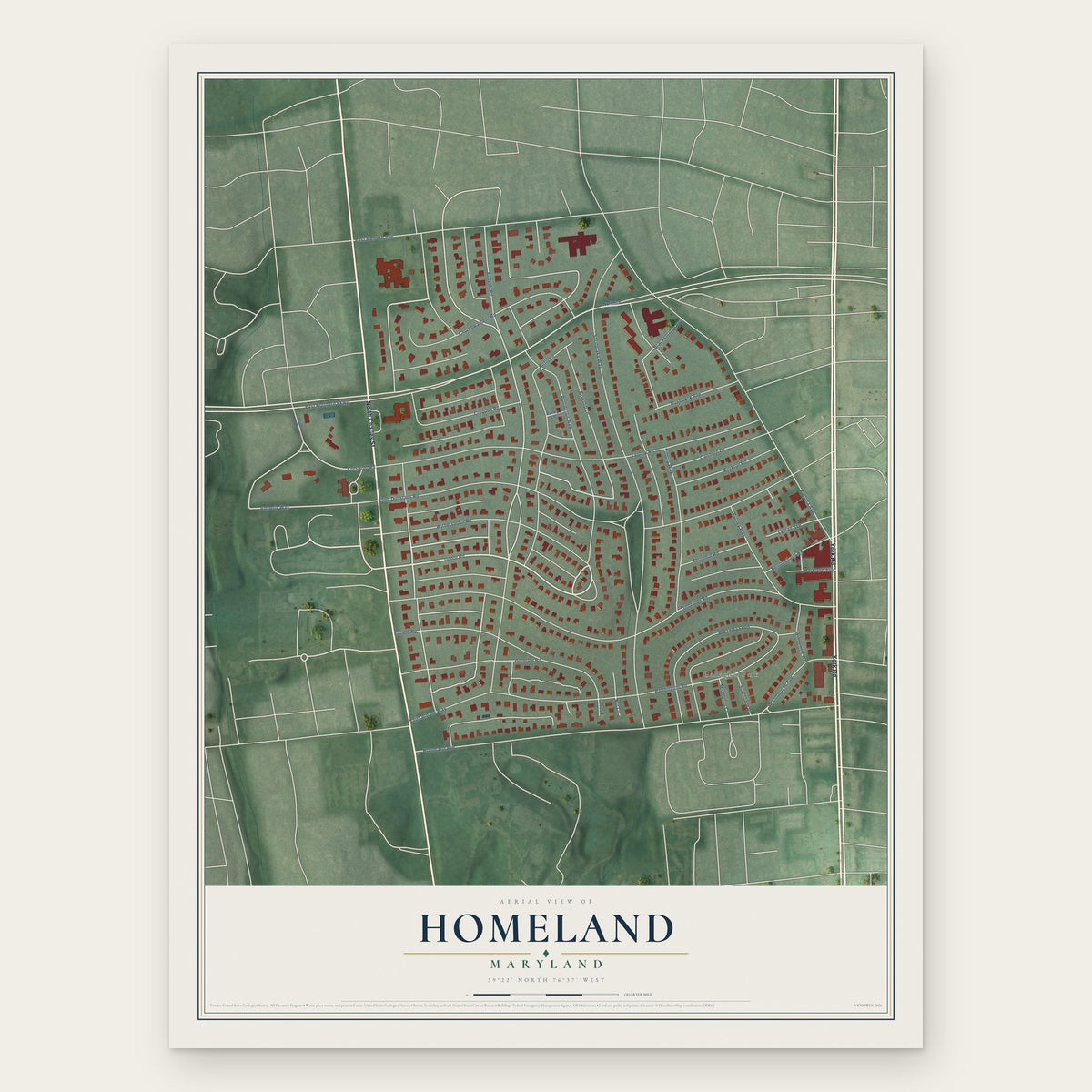 Homeland, Maryland map print, the full design