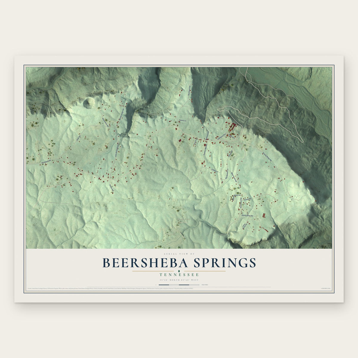 Beersheba Springs, Tennessee map print, the full design