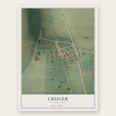 Cruger, Mississippi map print, the full design
