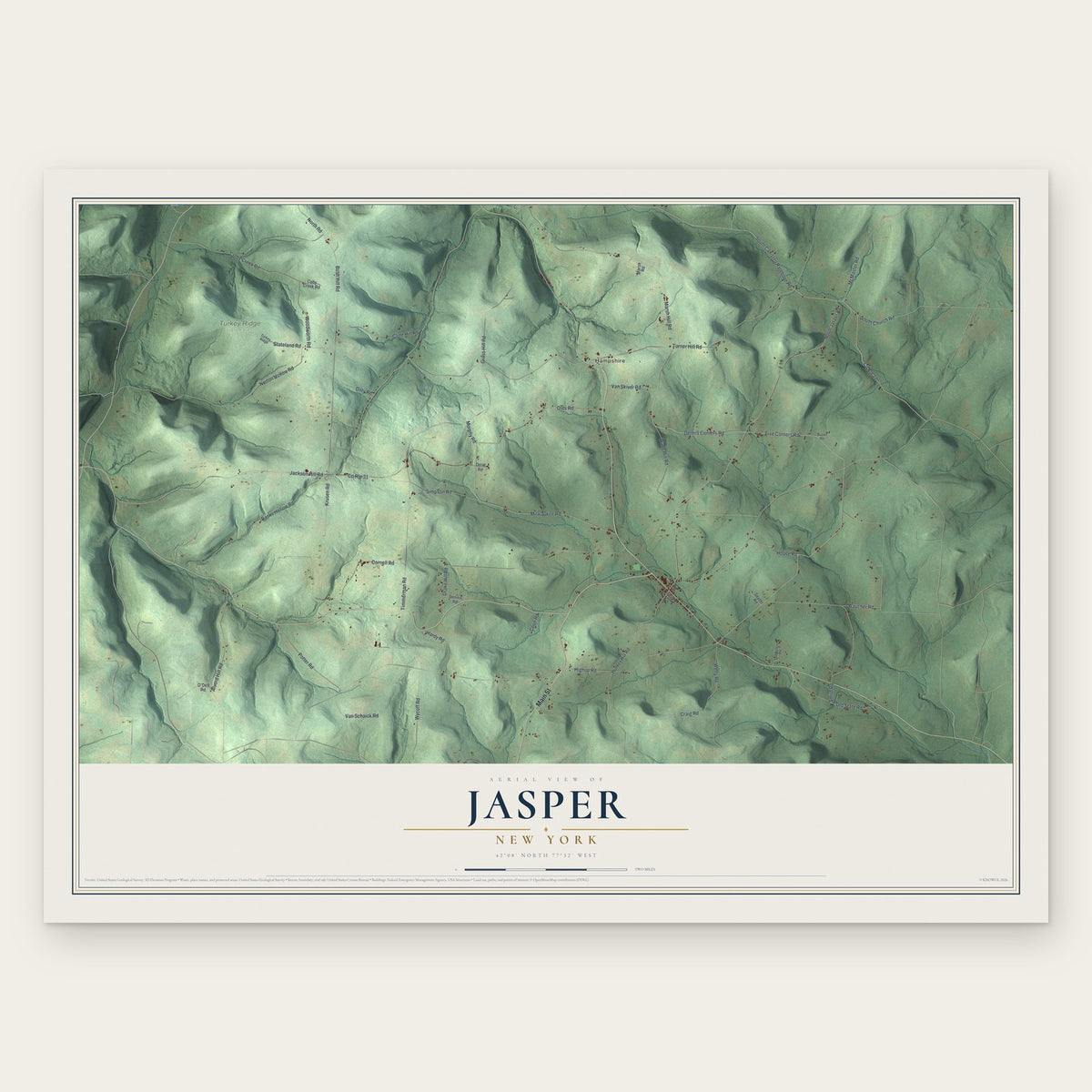 Jasper, New York map print, the full design