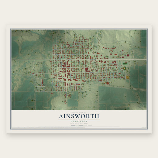 Ainsworth, Nebraska map print, the full design