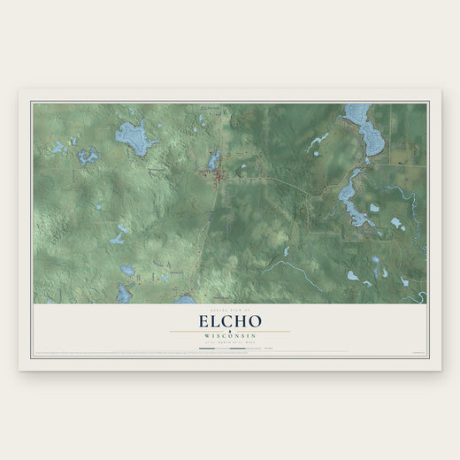 Elcho, Wisconsin map print, the full design