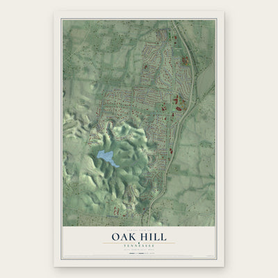 Oak Hill, Tennessee map print, the full design