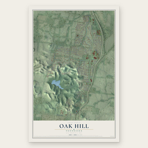 Oak Hill, Tennessee map print, the full design