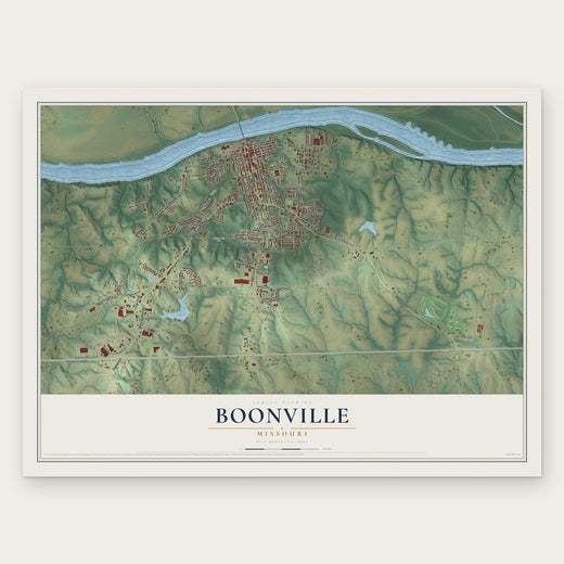 Boonville, Missouri map print, the full design