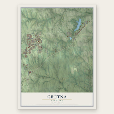 Gretna, Nebraska map print, the full design