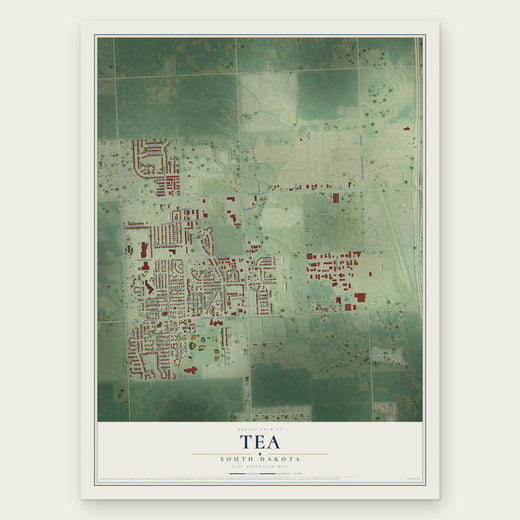 Tea, South Dakota map print, the full design