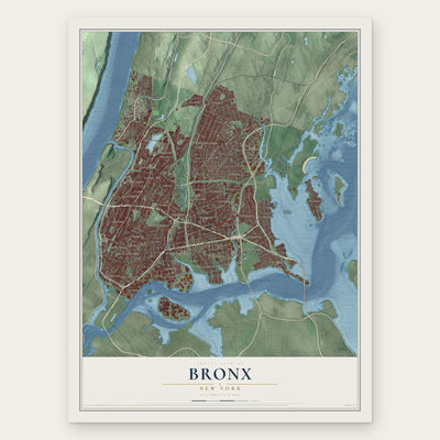 Bronx, New York map print, the full design