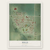 Hills, Minnesota map print, the full design