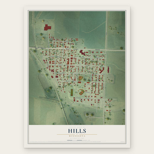 Hills, Minnesota map print, the full design
