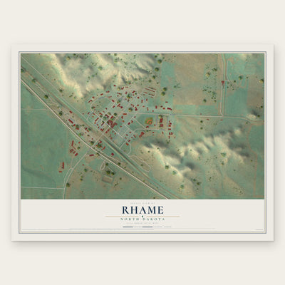 Rhame, North Dakota map print, the full design