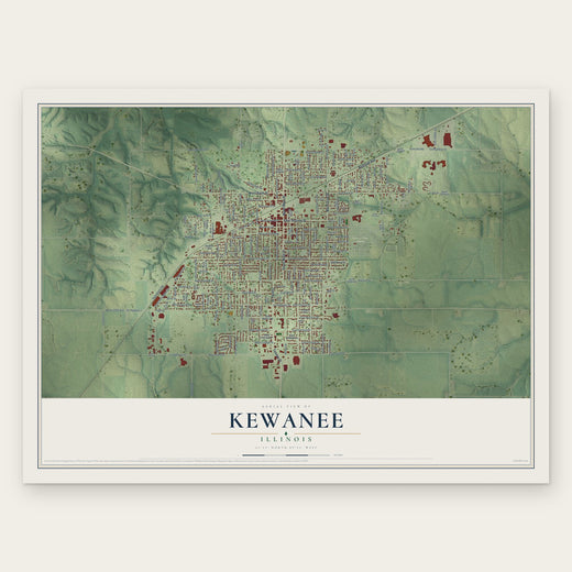 Kewanee, Illinois map print, the full design