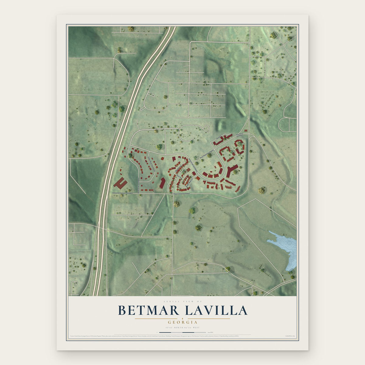 Betmar LaVilla, Georgia map print, the full design