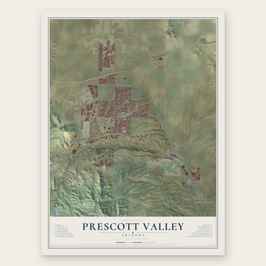 Prescott Valley, Arizona map print, the full design