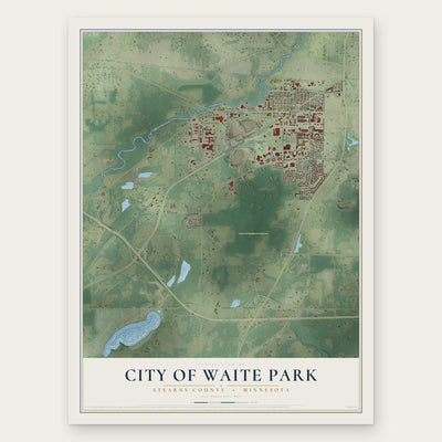 Waite Park, Minnesota map print, the full design