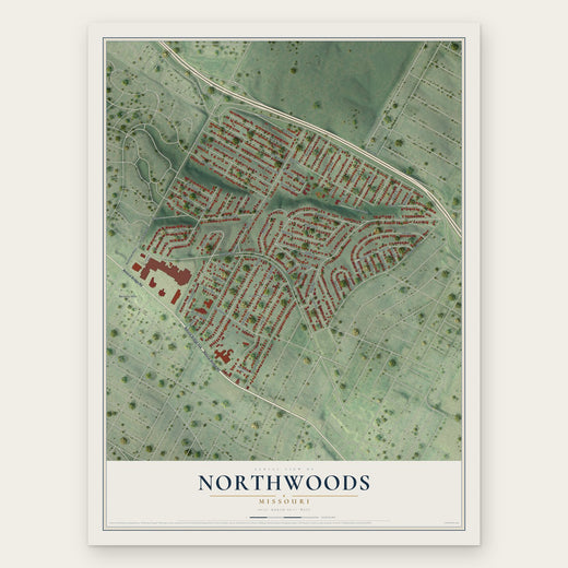 Northwoods, Missouri map print, the full design
