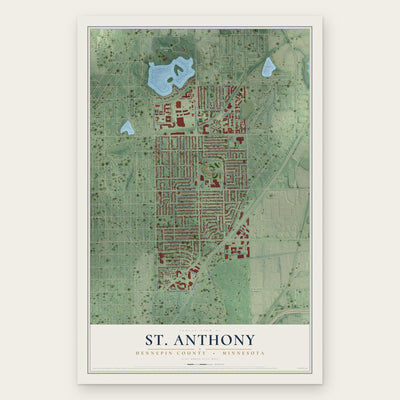 St. Anthony, Hennepin County, Minnesota map print, the full design