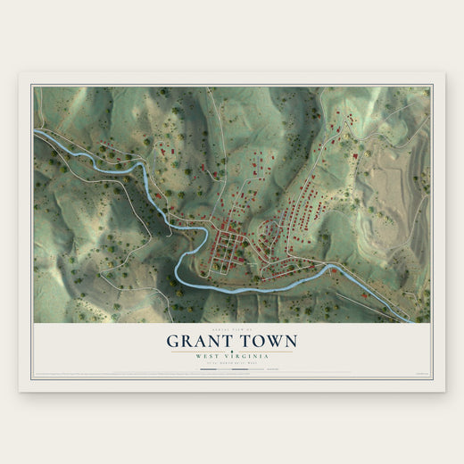 Grant Town, West Virginia map print, the full design