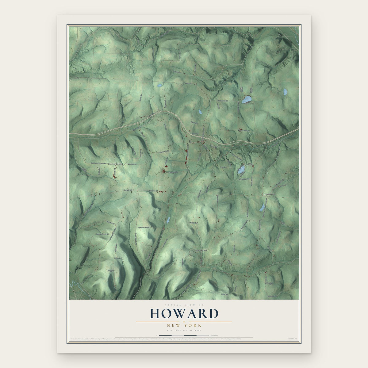 Howard, New York map print, the full design