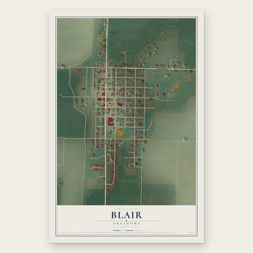 Blair, Oklahoma map print, the full design