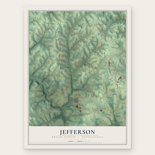 Jefferson, Butler County, Pennsylvania map print, the full design