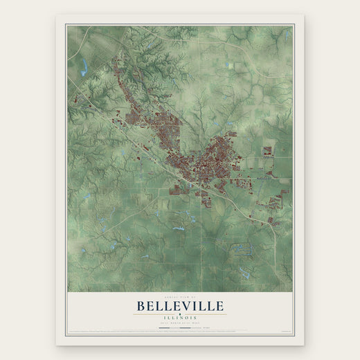 Belleville, Illinois map print, the full design
