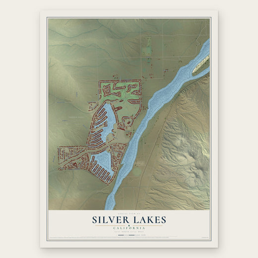 Silver Lakes, California map print, the full design