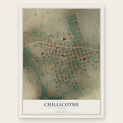 Chillicothe, Texas map print, the full design
