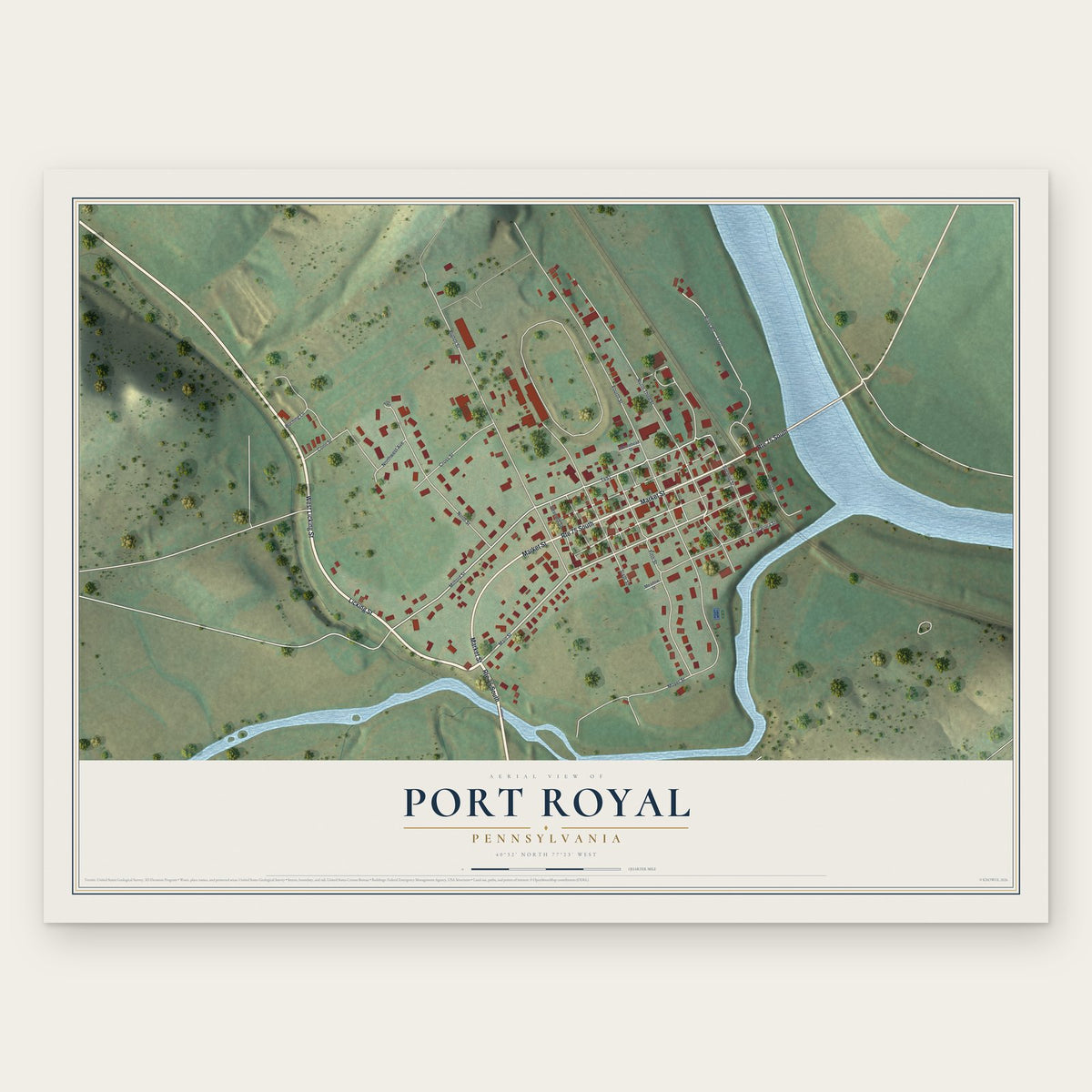 Port Royal, Pennsylvania map print, the full design
