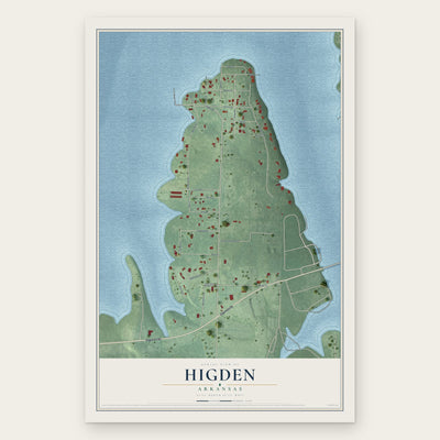 Higden, Arkansas map print, the full design