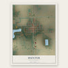 Hunter, North Dakota map print, the full design