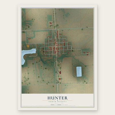 Hunter, North Dakota map print, the full design