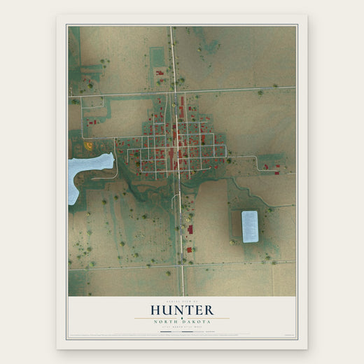 Hunter, North Dakota map print, the full design