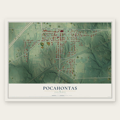 Pocahontas, Illinois map print, the full design