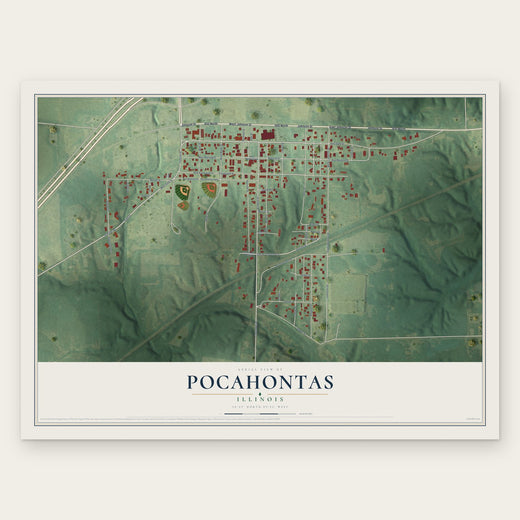 Pocahontas, Illinois map print, the full design