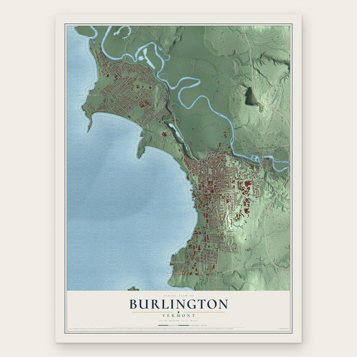 Burlington, Vermont map print, the full design