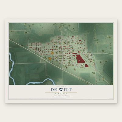 De Witt, Nebraska map print, the full design
